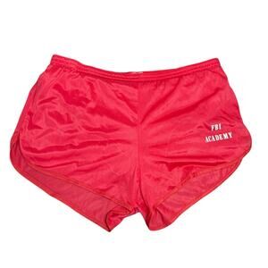 Vintage 70s FBI Academy Running Shorts Men L Retro Red Nylon Lined Lightweight